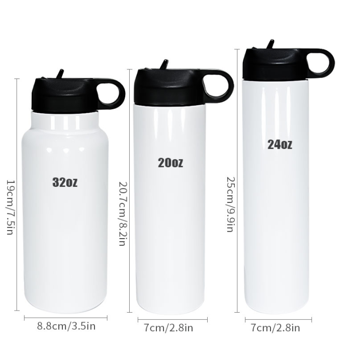 Locustsub Ready to ship 20oz / 32oz Travel Sport Sublimation Straight Blanks Hip Flask Water Bottles With Lids 25pcs/case