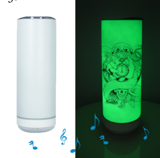 Locustsub chian warehouse 20oz sublimation glow in the dark bluetooth tumbler with white speaker,25pcs a case