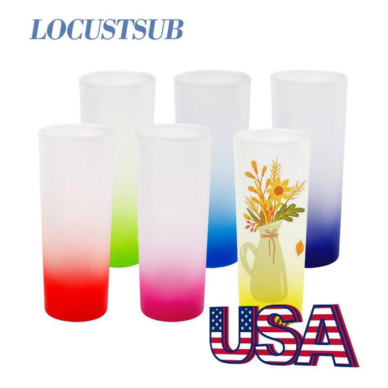 Locustsub Ready to ship 3oz sublimation frosted colorful shot glass,144pcs a case