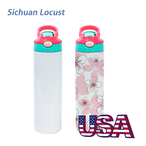 Sichuan Locust Rady to ship 20oz sublimation 20oz kids tumbler with flip lids mix 5 color 25 cups per case