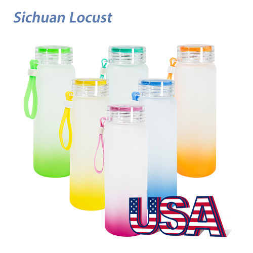 Sichuan Locust Ready to ship 500ml 6 colors mix ublimation glass bottle 50pcs/case