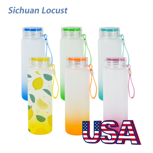 Sichuan Locust Ready to ship 500ml 6 colors mix ublimation glass bottle 50pcs/case