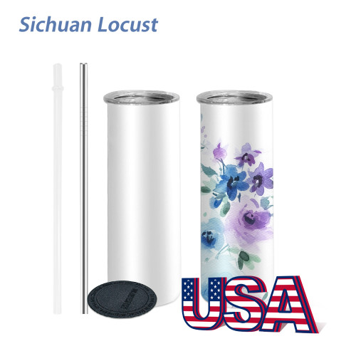 Sichuan Locust Ready to ship 20oz sublimation skinny with plastic & metal straw and rubber bottom