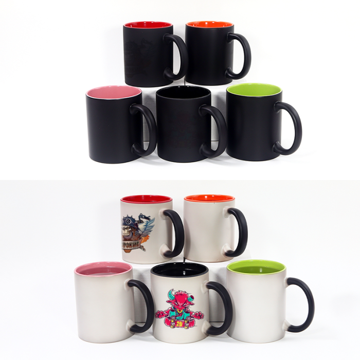 Locustsub 11oz sublimation hot water color inside colorful changing ceramic mug,36pcs a case