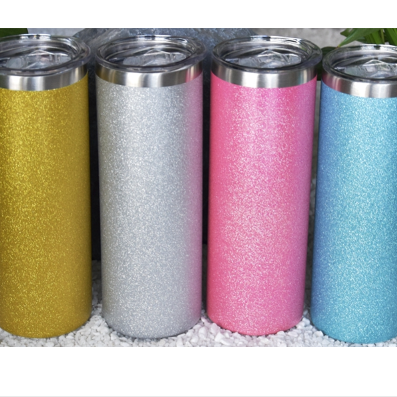 Locustsub china warehouse 20oz insulated glitter straight tumbler shimmer double wall vacuum stainless steel glitter skinny tumbler