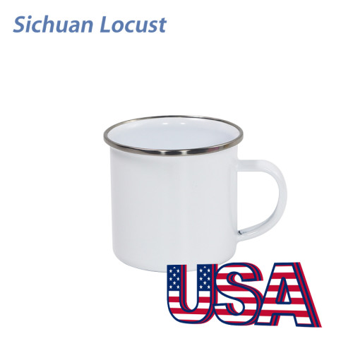 Sichuan Locust Ready to ship 12oz sublimation enamel mug with white box packing 36pcs a case