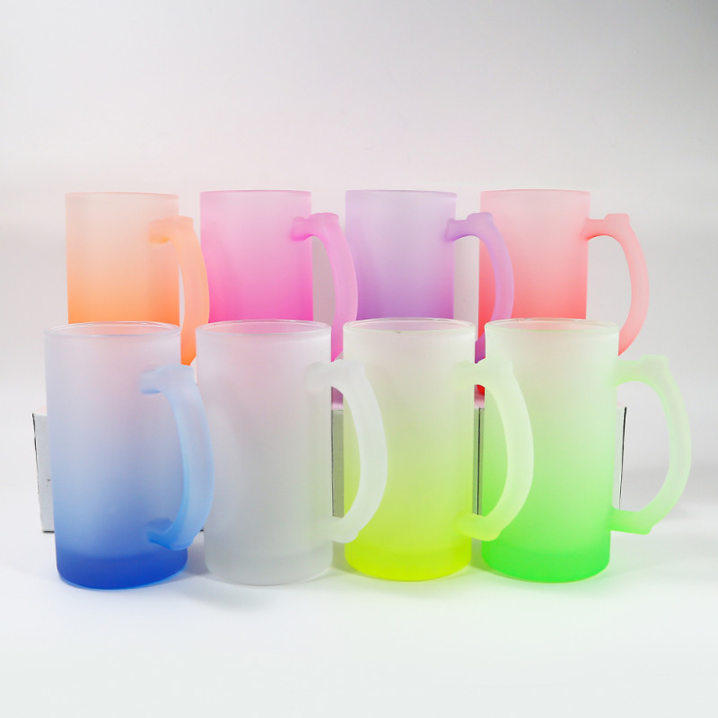 Locustsub 11oz/16oz subliamtion matte colorful glass mug with handle