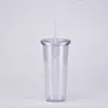 Locustsub 24oz double wall clear plastic tumbler with flat lids with a hole in the bottom,25pcs a case