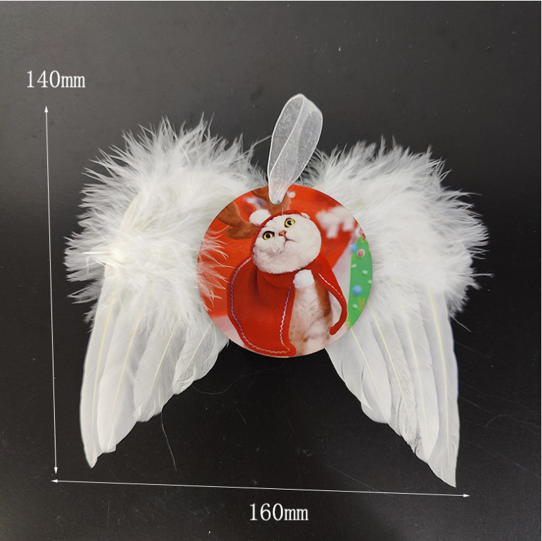 Locustsub Chinese Warehouse MDF Christmas Decoration Sublimation Angel Wing Ornament,50pcs a case