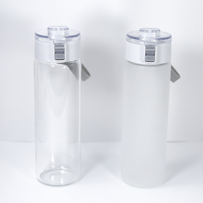 Locustsub Chinese warehouse 580ml sublimation clear/frosted glass water bottle with handle,50pcs a case