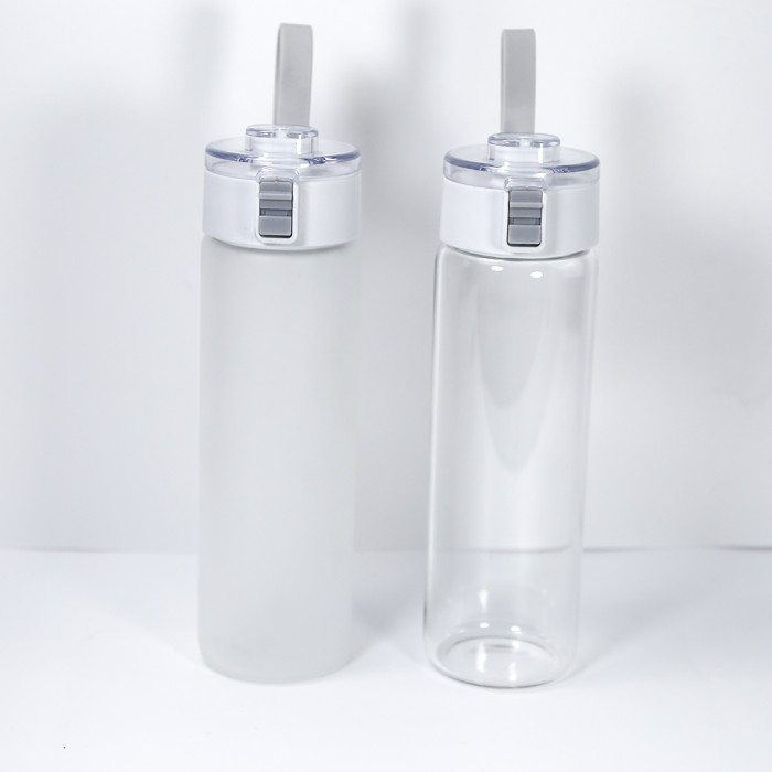 Locustsub Chinese warehouse 580ml sublimation clear/frosted glass water bottle with handle,50pcs a case