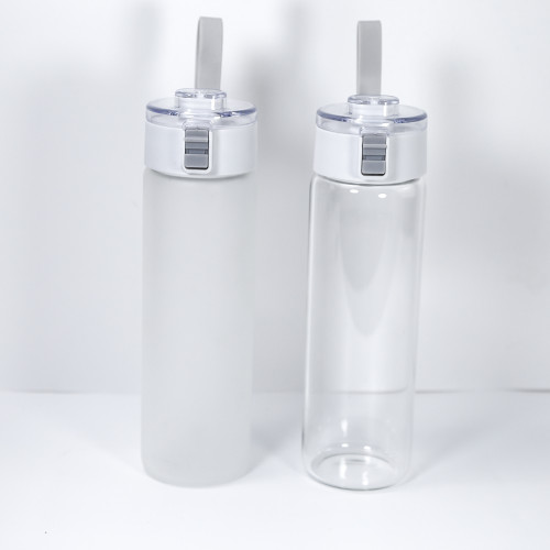 Sichuan Locust Chinese warehouse 580ml sublimation clear/frosted glass water bottle with handle,50pcs a case