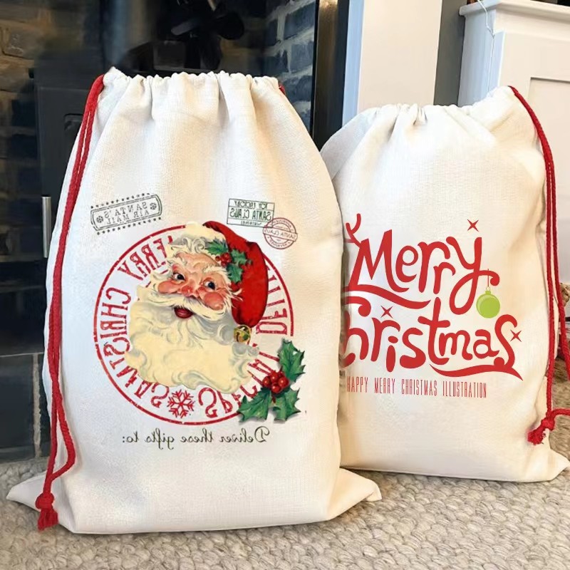 Locustsub US Warehouse  20*27 inch sublimation cotton canvas Santa Sack Bags,50pcs a case
