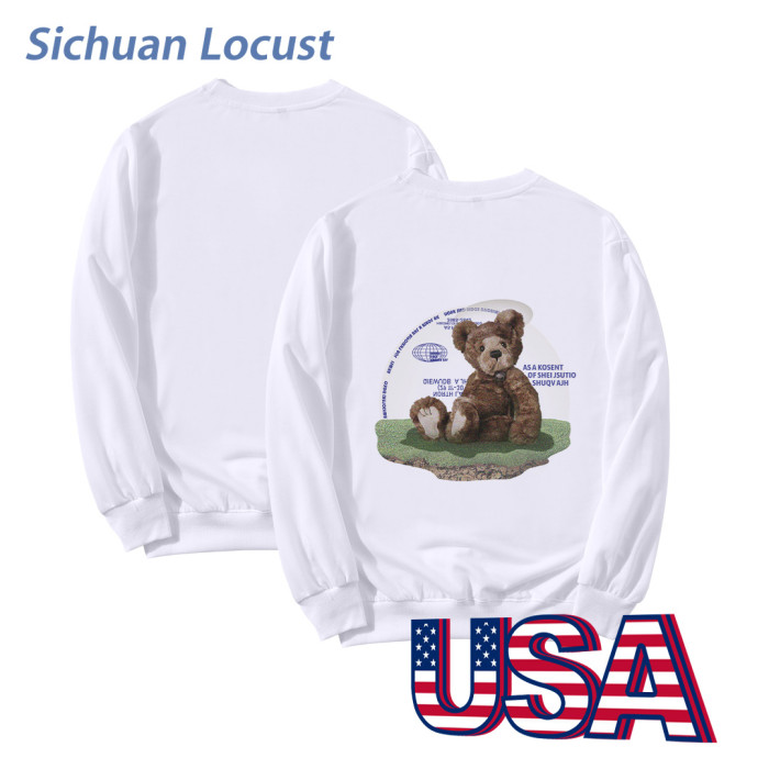 Locustsub 95% polyester mix size sublimation white sweatshirt,25pcs/case