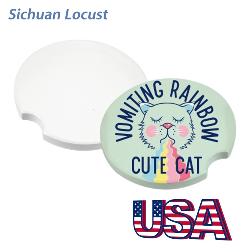 Locustsub 6.5cm sublimation glossy ceramic car coaster,100pcs/case