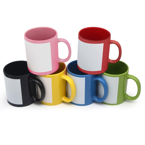 Locustsub 11oz mix 6 colors sublimation ceramic mug with white patch,36pcs/case
