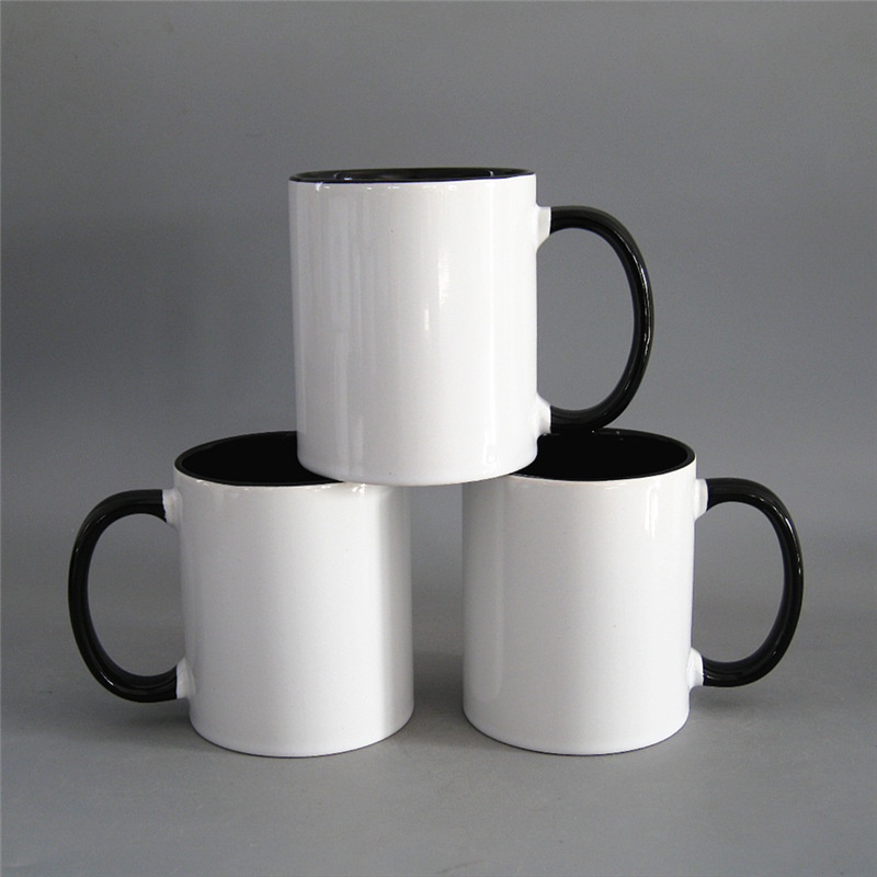 Locustsub china warehouse 15oz Color Inside Black Sublimation Ceramic Mug With Black Handle,36pcs/case