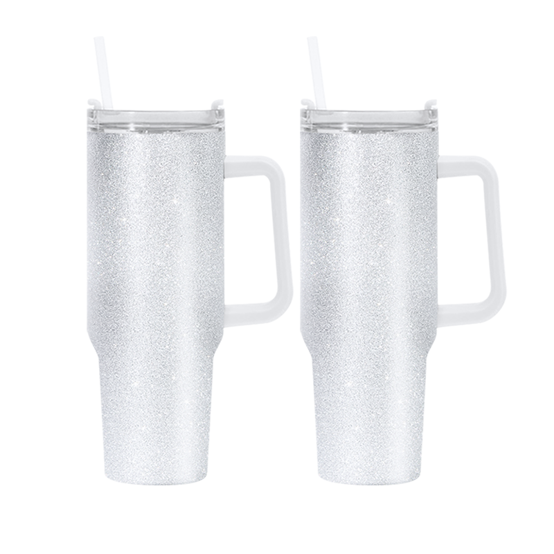 Locustsub 40oz White Glitter Sublimation Stantly Mug With Removable Handle,20pcs/case