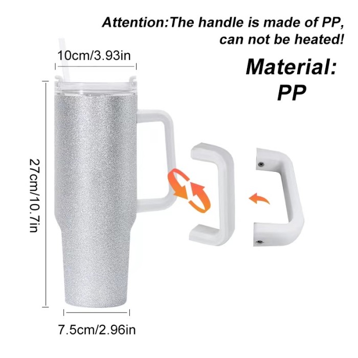 Locustsub China Warehouse 40oz White Glitter Sublimation tumbler With Removable Handle,20pcs/case
