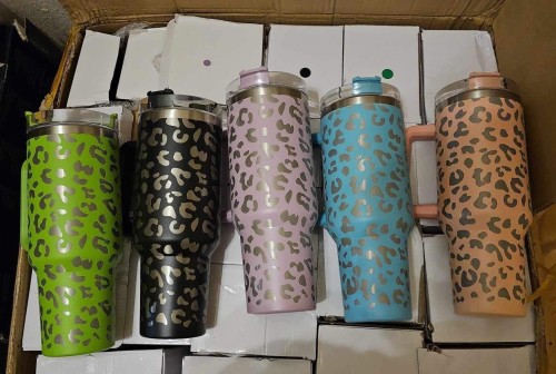 Sichuan Locust China Warehouse 40oz 1rd Powder Coating With Leopard Print,4pcs/each color,20pcs/case