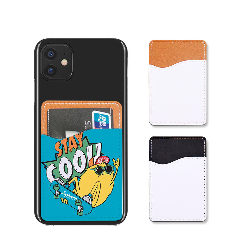 Locustsub Mix Color Sublimation Back Sticker PU Leather Card Holder For Mobie Phone,100pcs/case