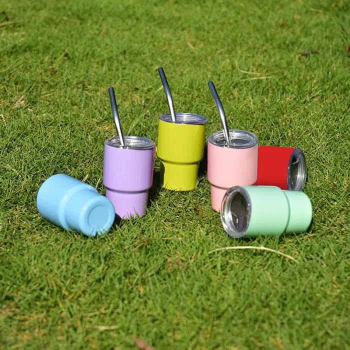 Locustsub Mix 12 Colors Sublimation 3oz Shot Glass WIth Metal Straw,48pcs/case