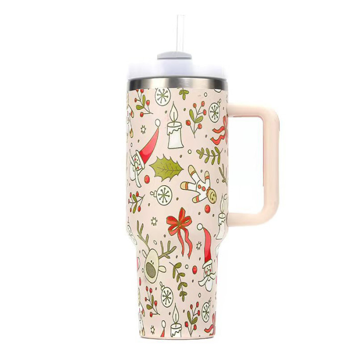 Locustsub Chinese Warehouse 40oz Christmas pattern Powder Coated Mug With Handle,25pcs/case