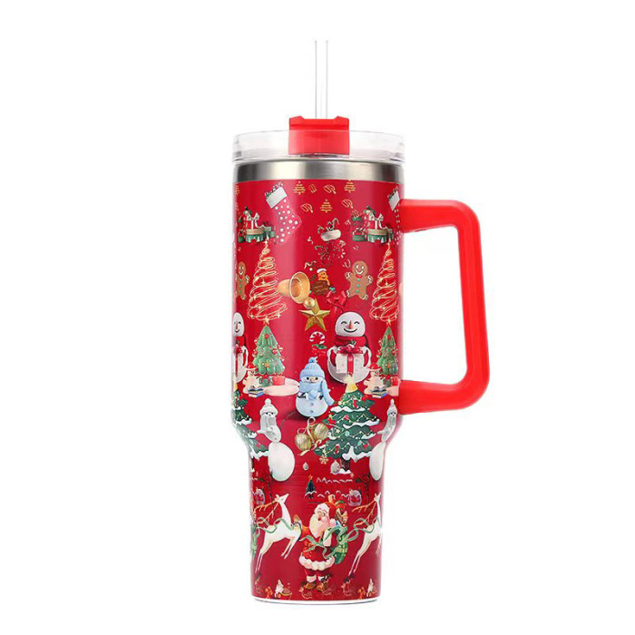 Locustsub Chinese Warehouse 40oz Christmas pattern Powder Coated Mug With Handle,25pcs/case