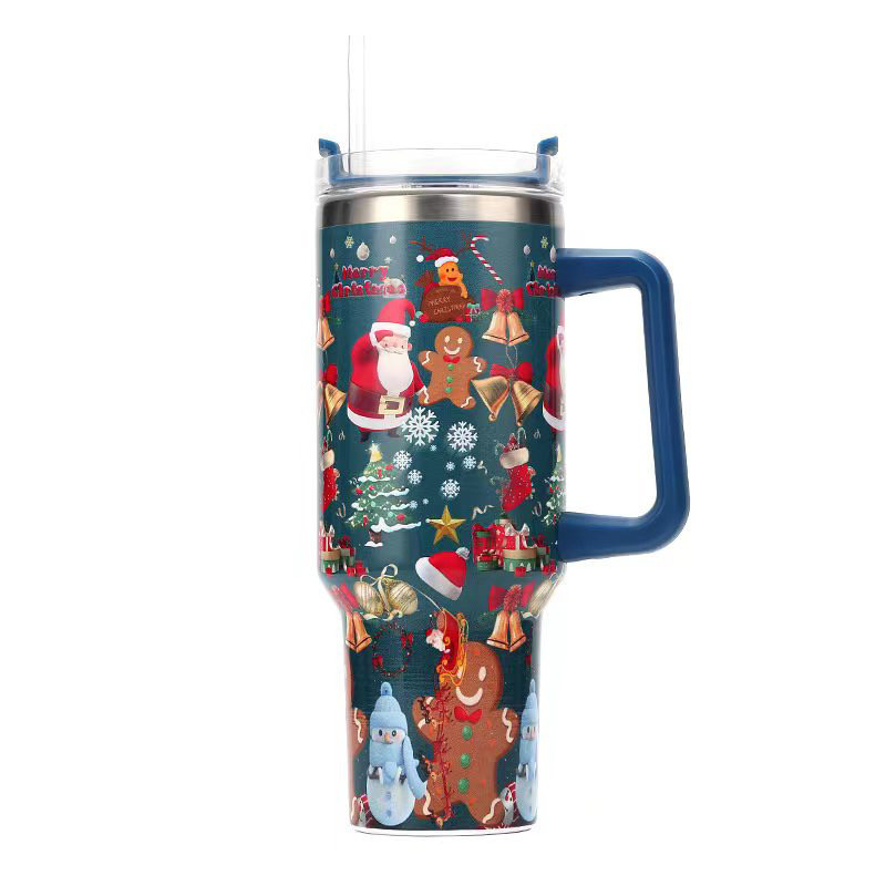 Locustsub Chinese Warehouse 40oz Christmas pattern Powder Coated Mug With Handle,25pcs/case