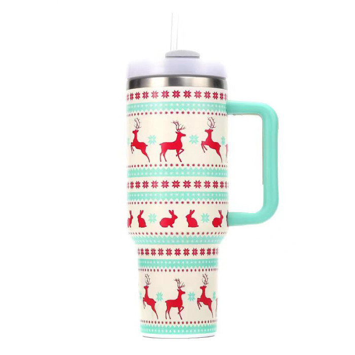 Locustsub Chinese Warehouse 40oz Christmas pattern Powder Coated Mug With Handle,25pcs/case