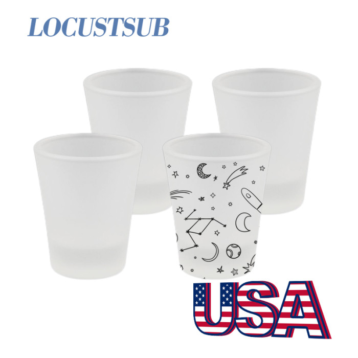 Locustsub Ready to ship 1.5oz sublimation frosted shot glass,144pcs a case