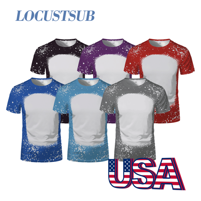 Locustsub Ready to ship mix color mix size sublimation bleached t-shirt,48pcs/case