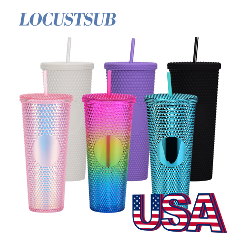 Locustsub Ready to ship 24oz 6color mix color studded tumbler with straw,24pcs/case