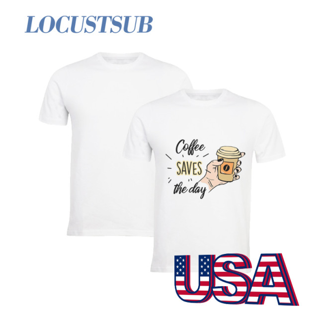 Locustsub Sublimation White Blank T-shirt USA warehouse,50pcs a case individual size