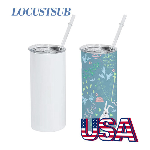 Locustsub Ready to ship 15oz sublimation straight tumblwe with plastic straws and lids