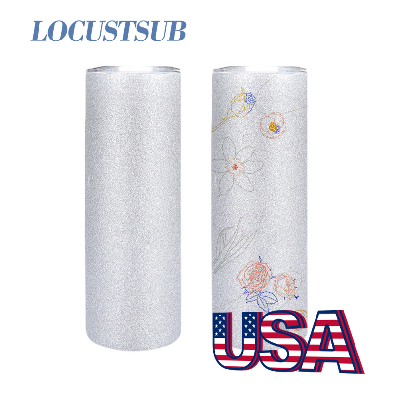 Locustsub Ready to ship 20oz sub white glitter tumblers,25pcs a case