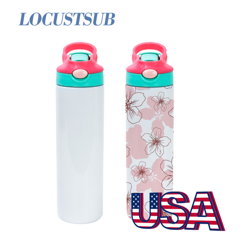 Locustsub Rady to ship 20oz sublimation 20oz kids tumbler with flip lids mix 5 color 25 cups per case