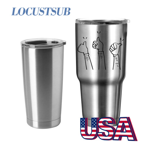 Locustsub Ready to ship 20oz / 30oz sliver sublimation curve tumblers with sealing lids,25pcs a case