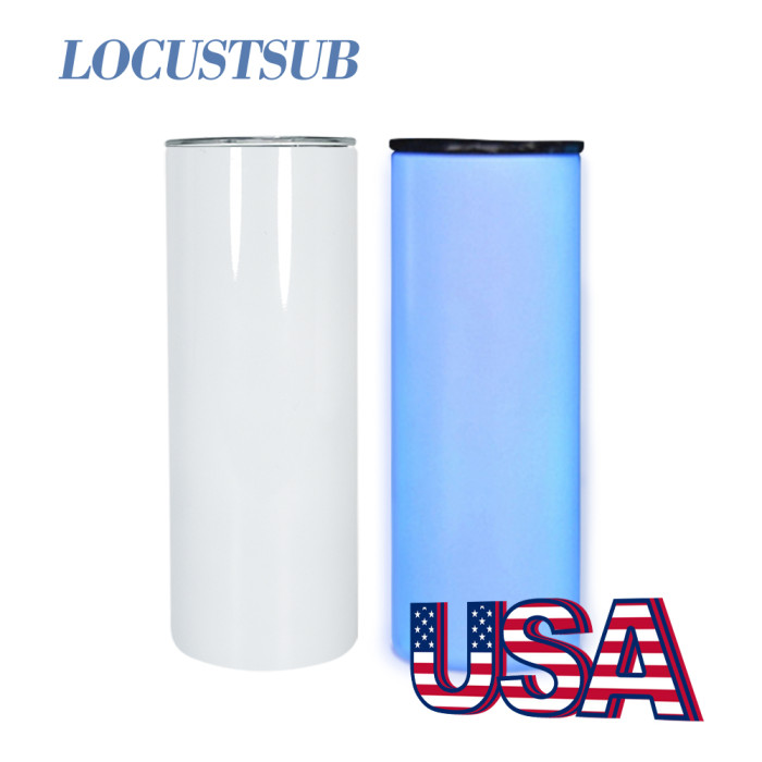 Locustsub Ready to ship 20oz White To Blue Glow in the dark skinny tumblers,25pcs/case