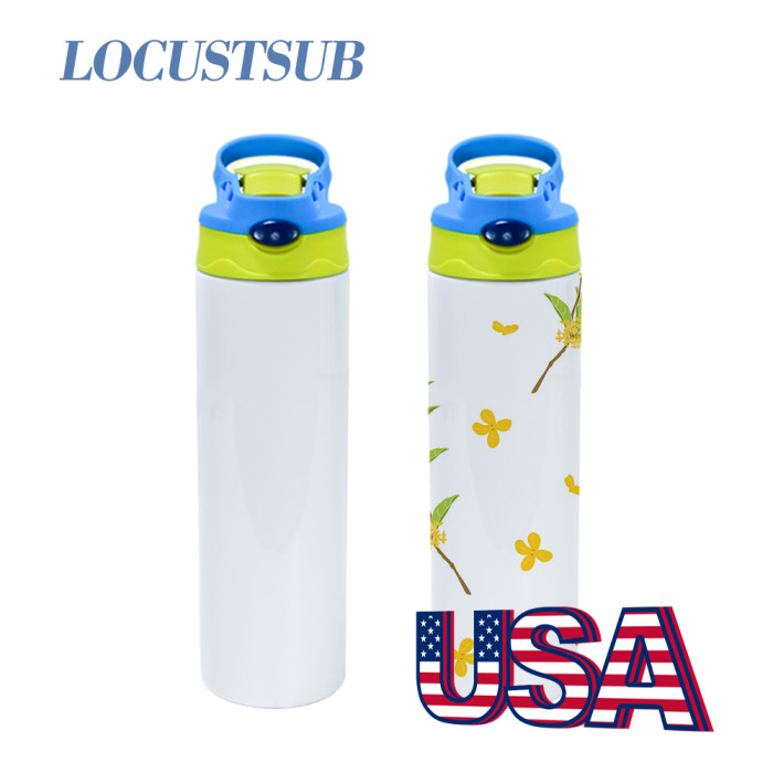 Locustsub Rady to ship 20oz sublimation 20oz kids tumbler with flip lids mix 5 color 25 cups per case