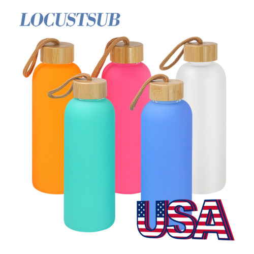 Locustsub Pre sell (receive them after you paid 30-45 days) 750ml mixed colored sub glass bottle with bamboo rope handle lids 50cups/case