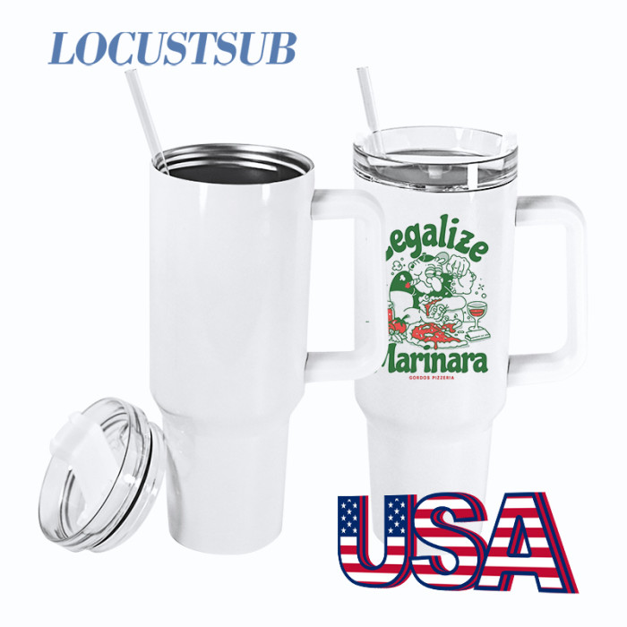 Locustsub 40oz Sublimation Stantly Mug With Black lids And Handle,12pcs/case