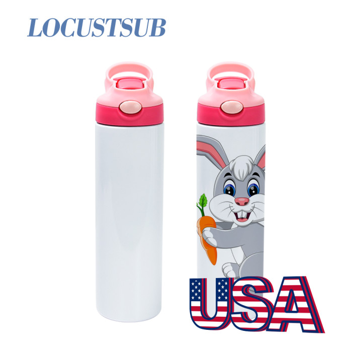 Locustsub Rady to ship 20oz sublimation 20oz kids tumbler with flip lids mix 5 color 25 cups per case