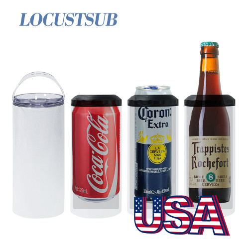Locustsub Ready to ship 16oz 4 in 1 glossy/matte sublimation can cooler, 25pcs a case