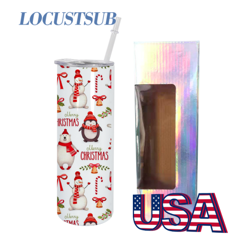 Locustsub 20oz sublimation skinny tumblers with laser holographic box,50pcs/case
