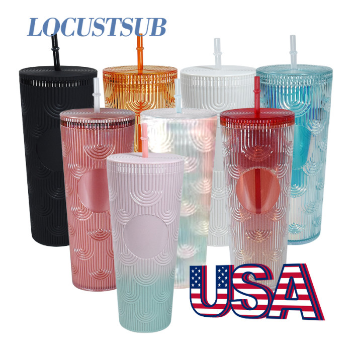 Locustsub 24oz Mix Color Double Wall Platic Tumbler,24pcs/case