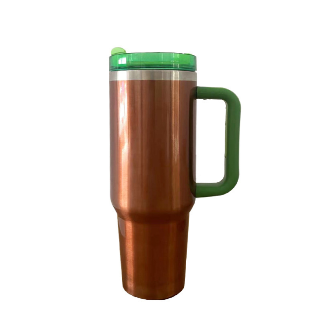 Locustsub china warehouse 40oz Cooper Color Sublimation 40oz tumblers with green handle 20pcs/case