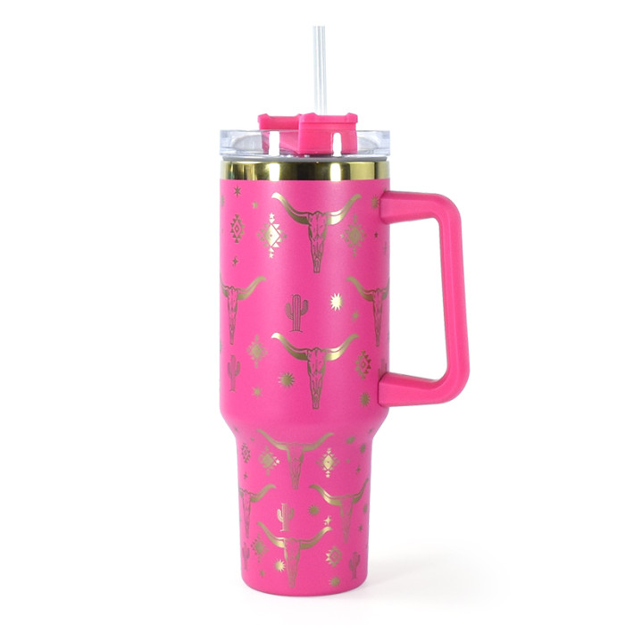 Locustsub china Warehouse Mix Color Cow Skulls 40oz Mug With Gold Line,20pcs/case
