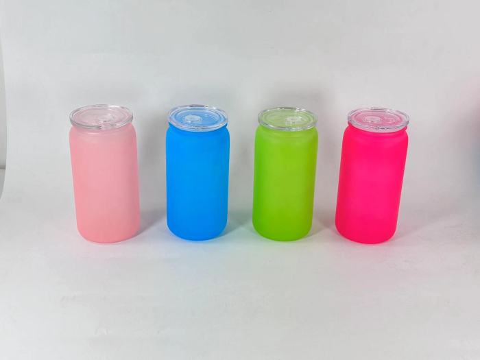 Locustsub 16oz Single Wall Mix Color Plastic Can With Plastic Straw,50pcs/case