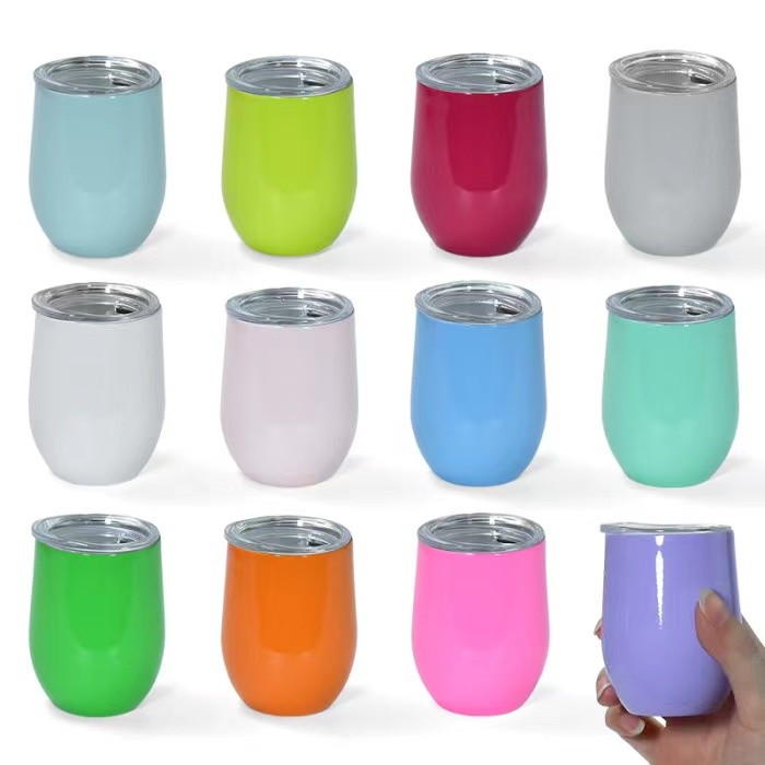 Locustsub Chinese Warehouse 3oz sublimation mini wine cup,mixed 12 colors with metal straws 48pcs/case